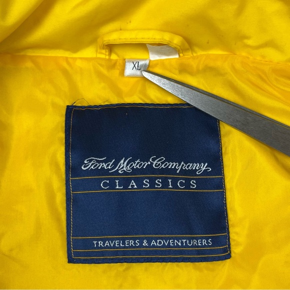 Vtg Ford Thunderbird Mens Hooded Windbreaker Jacket XL Y2K Yellow Full Zip B9 - Picture 4 of 12